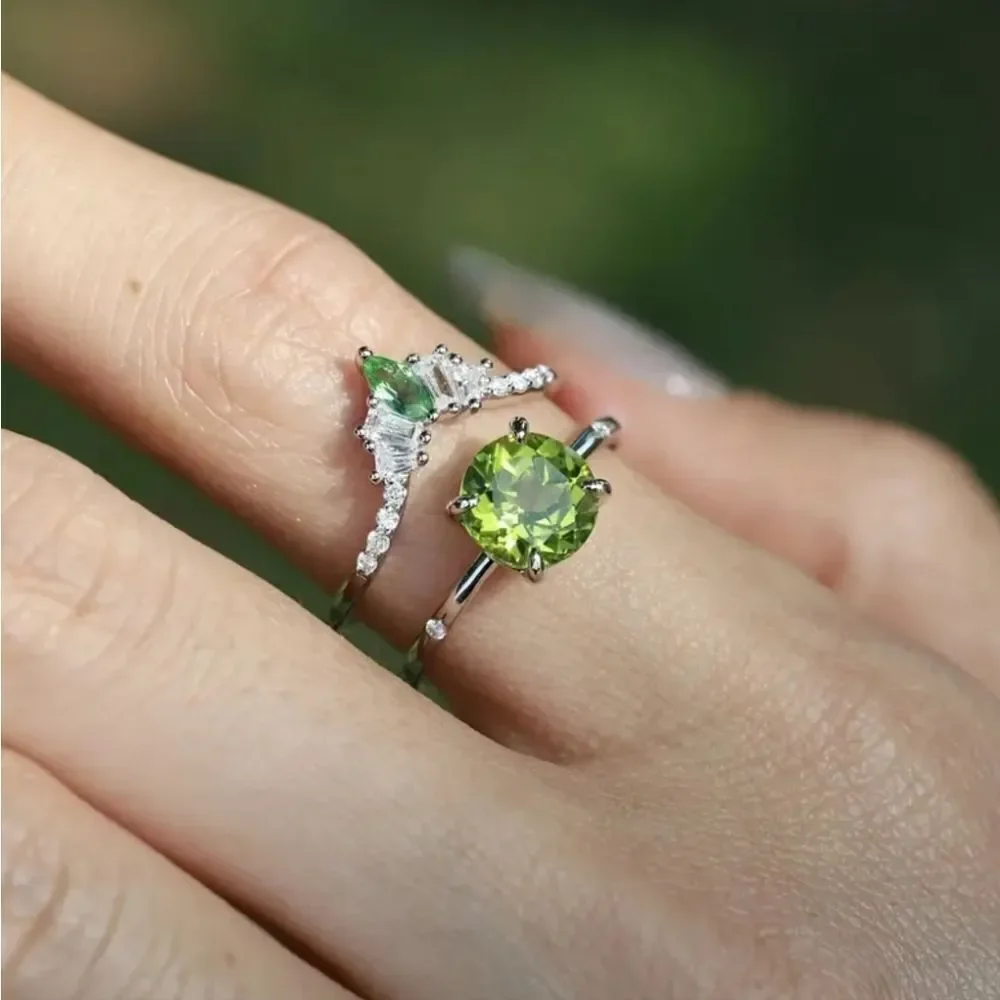 Ladies Elegant Lab Created Diamonds Princess bridal ring set sz 7